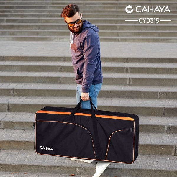 Toetsenbordtas, elektrisch toetsenbord, piano, zachte tas, draagbaar, 600D Oxford-doek, 12 mm dik gevoerde case, met zijhandgrepen en verstelbare schouderriem