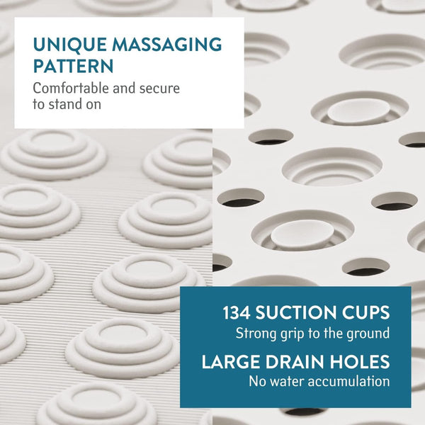 Detail Premium Italië douchemat, antislip, voor senioren en kinderen, 60 x 60 cm, schimmelbestendig, BPA-vrij, antislipmat douche/bad, vierkant, TÜV-certificaat, wit