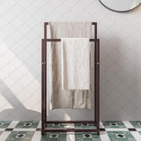 Handdoekenrek, handdoekenrek vrijstaand met 2 handdoekstangen, badkamer badhanddoekhouder staal, badkamer handdoekhouder, brons