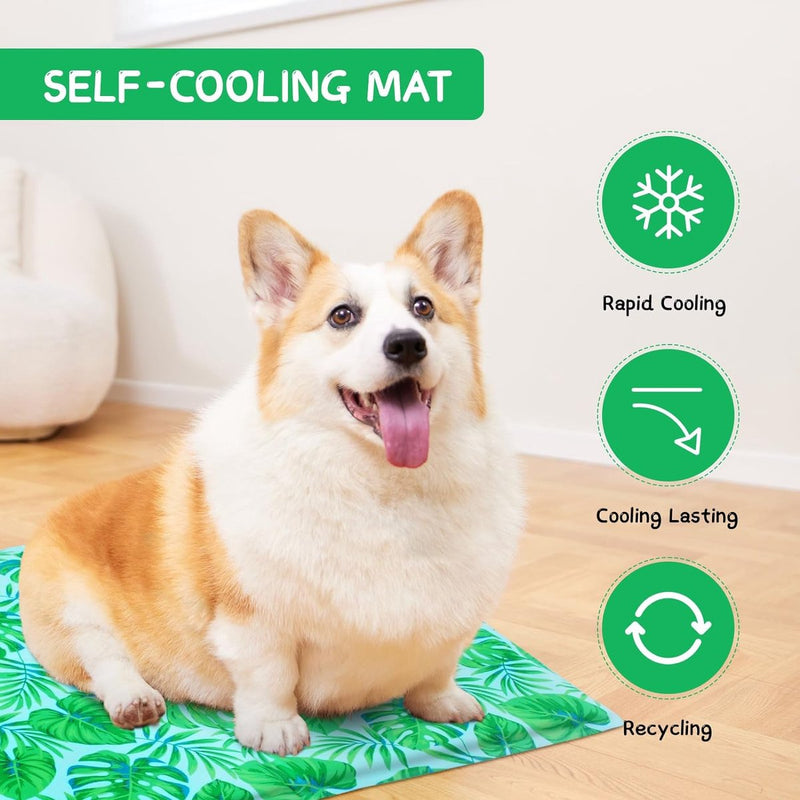 Koelmat voor honden, koelkussen voor honden en katten, koelmat voor huisdieren, niet-giftige gel-zelfkoelende mat, opvouwbaar, koelkussen voor warme zomer, 50 x 65 cm