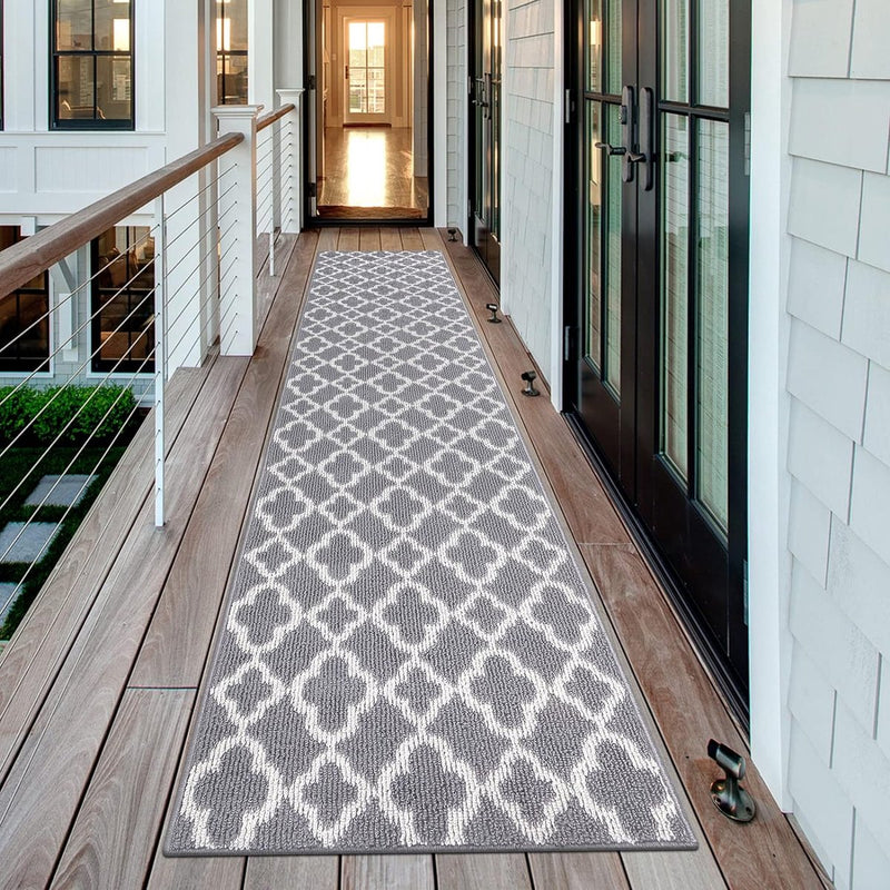 Lange gangtapijtloper, 60 x 240 cm, antislip grijze tapijtloper, wasbaar vintage keukentapijt, lange Boho-tapijtloper voor slaapkamer, entree, keuken