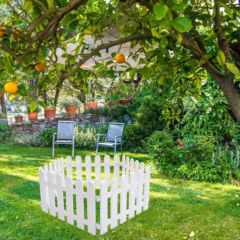 5 stuks kunststof witte randen tuinhek decoratieve tuinhekken panelen tuin lathek randen gazon bloembedden plantenranden voor tuin gazon paden (50 x 30 cm)