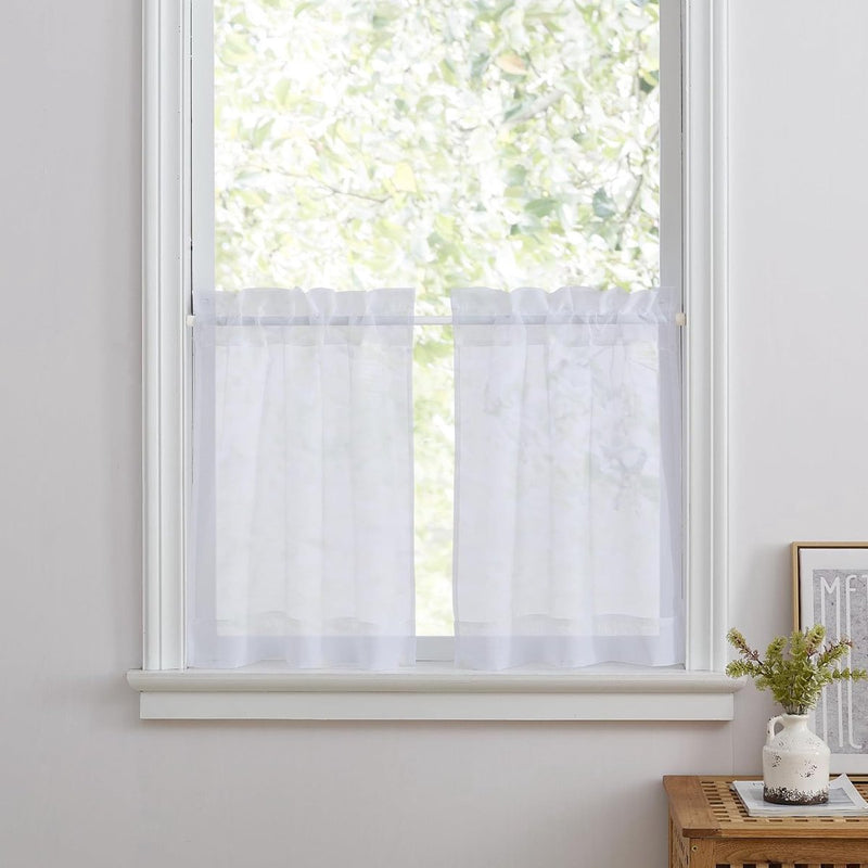 Netgordijnen moderne winkels gordijnen wit transparant raamgordijnen set van 2 W 60 x H 45 cm bistrogordijnen keuken korte gordijnen voor keuken/badkamer raamgordijnen caravan