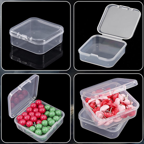 30 stuks opbergdozen met deksel klein, 5,5 x 5,5 x 2 cm rechthoekige lege mini-opbergdoos, kleine doorzichtige plastic kralen opbergdoos voor knutselaccessoires
