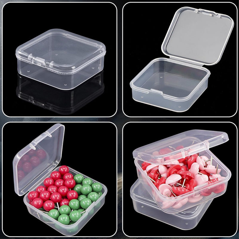 30 stuks opbergdozen met deksel klein, 5,5 x 5,5 x 2 cm rechthoekige lege mini-opbergdoos, kleine doorzichtige plastic kralen opbergdoos voor knutselaccessoires