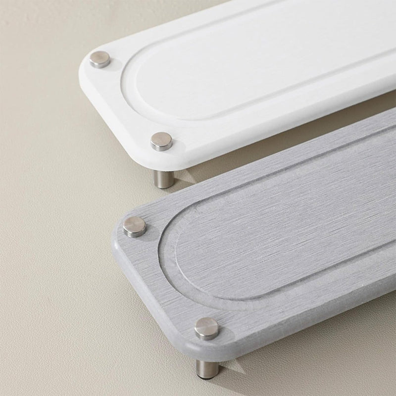 Aanwasbak-organizer, sneldrogend, afdruipmat, 2 stuks, badkamerdienblad, diatomeeënmodder, spoelbak-organizer, sneldrogend, opbergbak, dienblad voor keuken, badkamer (A-lichtgrijs)