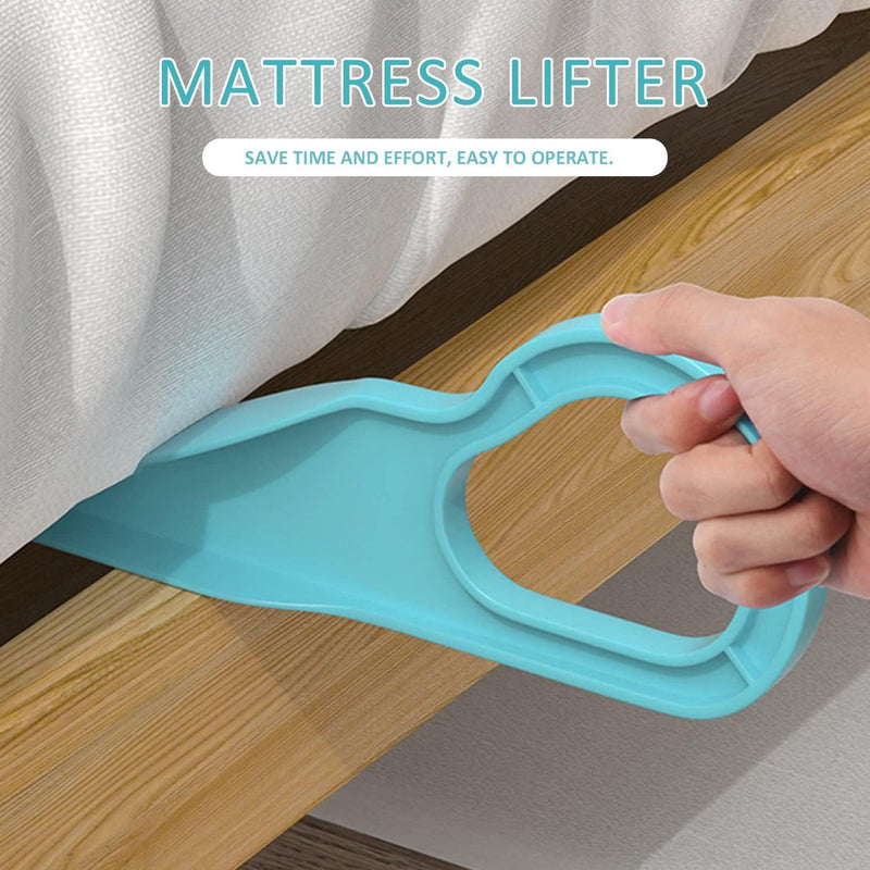 2 stuks matrasheffer, ergonomische matraswigheffer, huishoudelijke matrasheffer, matrashulpmiddel voor snelle vervanging van het laken (cyaan)