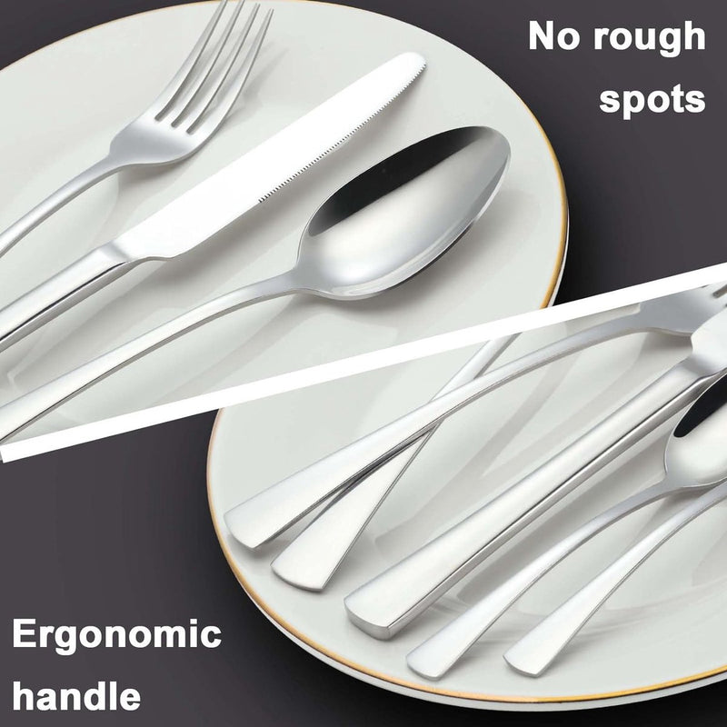 Bestekset voor 6 personen, 36-delige roestvrijstalen bestekset met steakmes, bestekset met mes, vork, lepel, bestek voor thuis, feest, restaurant, vaatwasmachinebestendig