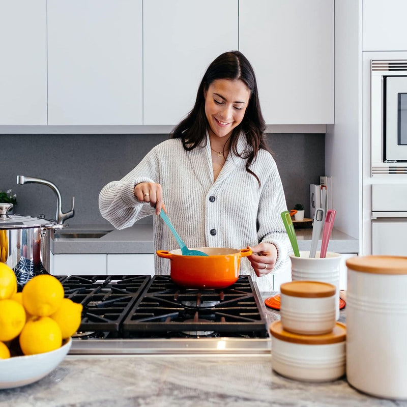 Keuken gadgets Set van 4 - (spatel siliconen, soeplepel, schuimlepel, spaghettilepel) keukengerei, spatel kunststof, pollepel, schuimspaan, spaghetti lepel, keukenhulp