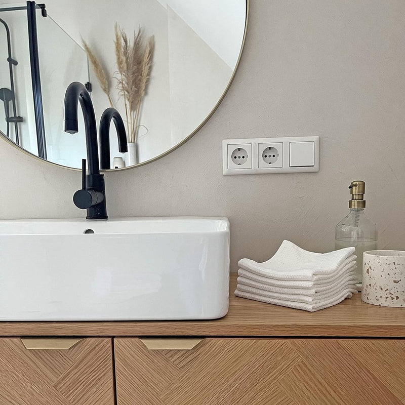 Set van 10 zeepdoekjes wafel piqué, 100% katoen, 30x30 cm, wit