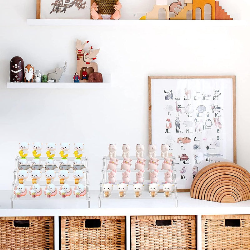 Acryl displaystandaard, 3-laags helder acryl displayverhogers, transparant acryl standaard stijgplank, sieraden display stijgplank vitrine, decoratieve trappen weergeven, voor figuren, cupcake, organisator