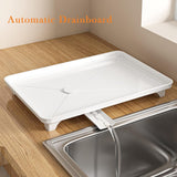 Afdruiprek Opvouwbare Afdruiprek met Druppelbord 2 Niveaus Afdruiprek met Gebruiksvoorwerphouder, Snijplankhouder Metalen Afdruiprek voor aanrecht (wit)