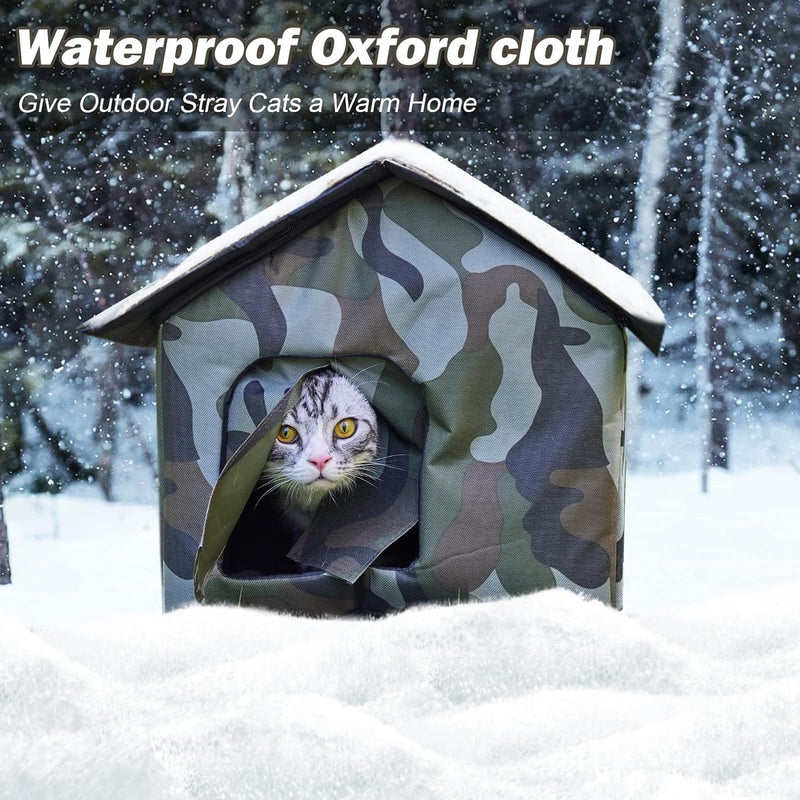 Kattenhuis voor buiten Winterbestendig, opvouwbaar, waterdicht en warm Kattengrothuis met verwijderbaar kussen voor zwerfdieren