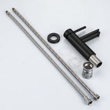 Hoge Zwarte Badkamerkran, Elegante Stijl Kraan Wastafel Voor Badkamer, Roestvrij Staal Eengreepsmengkraan Keramische Klep Wastafelmengkraan