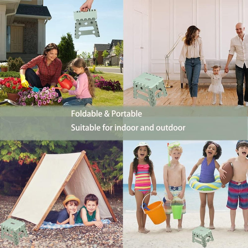 Opvouwbare keukenkruk Opklapbare opstap Badkamerkruk Opvouwbare tuinklapstoel Kleine kindervoetenbank Kinderopstapje Klimhulp Gootsteen voor kinderen volwassenen (22,3 cm hoog - groen)