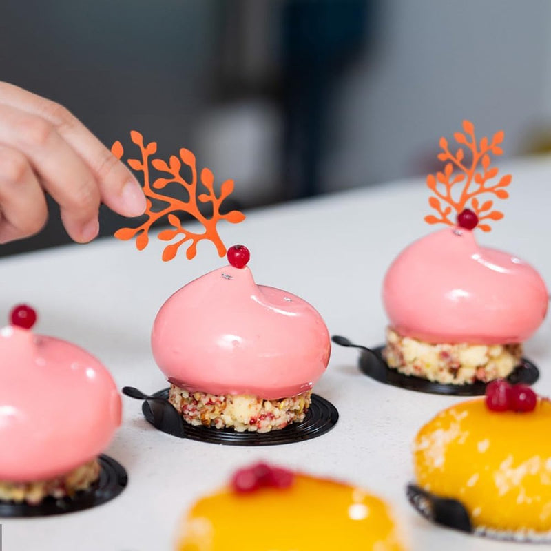 3 stuks puntvormige matte siliconen vormen, fondant, boomblad, kanten fondant-vormen voor suiker, kinderen