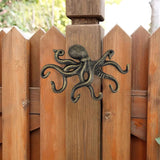 Oktopus garderobehaken, rustieke garderobehaken, gietijzeren wandhaken met schroeven, kledinghaken, om op te hangen, kleding, sleutels, hoeden, tassen, zwart-goud