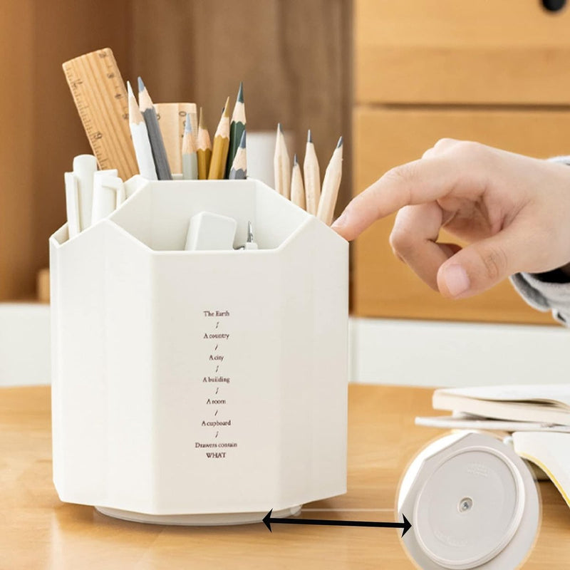 360 graden draaibare bureau-organizer, multifunctionele pennenhouder, gepersonaliseerde creatieve kantoorpennenhouder, multifunctionele opbergdoos (niet-recht wit)