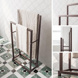 Handdoekenrek, handdoekenrek vrijstaand met 2 handdoekstangen, badkamer badhanddoekhouder staal, badkamer handdoekhouder, brons