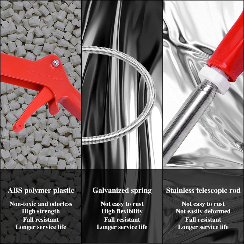 1,3 m wc-pijpreinigingsspiraal met klauw, toiletreinigingsspiraal, ideaal voor het verwijderen van haren en vuil, geschikt voor toiletten verstopping, riolering, badkuip