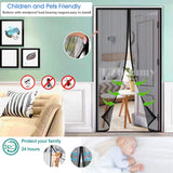 Magnetisch vliegengaas voor deur, insectenwerend, magnetisch muggennet, automatisch gesloten, anti-muggengordijn voor balkon- en terrasdeur, zwart A, 70 x 200 cm