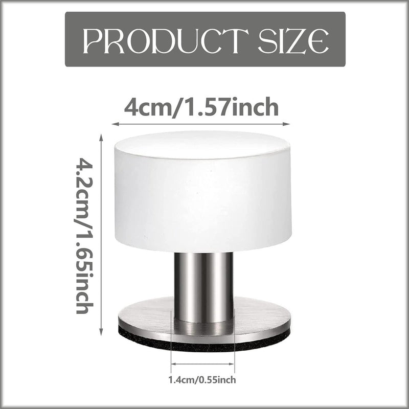 Deurstopper voor aan de muur, 2 stuks, zelfklevende deurstopper, afstandhouders voor muur, roestvrij staal, 3,57 x 1,65 cm, dubbele deurstopper met geluiddemper (wit)