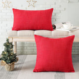 Set van 2 kussenslopen, effen, linnenlook, kussenslopen, moderne sierkussens, voor bank, slaapkamer, thuis, decoratie, 40 x 40 cm, rood