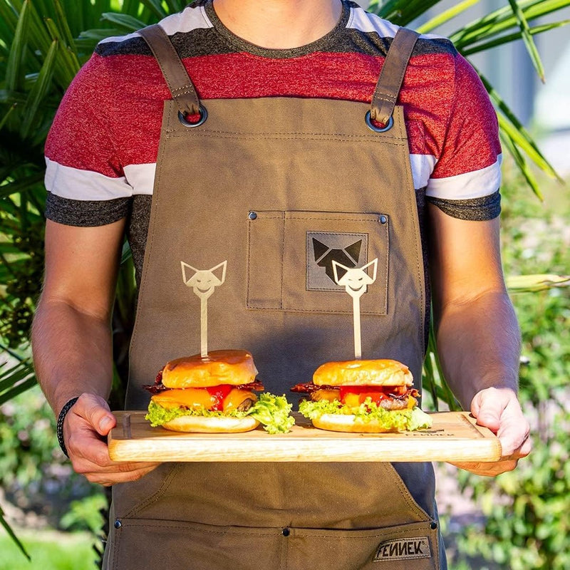 Grillschort | hoogwaardig verwerkt | met impregnering door waslaag, grijs, One-size