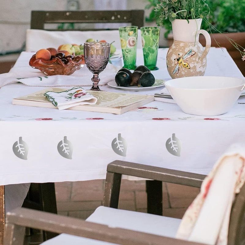 Set van 8 tafelkleedgewichten met magneet, bloemenblad, extra zware magnetische gewichten voor buiten, binnen en buiten