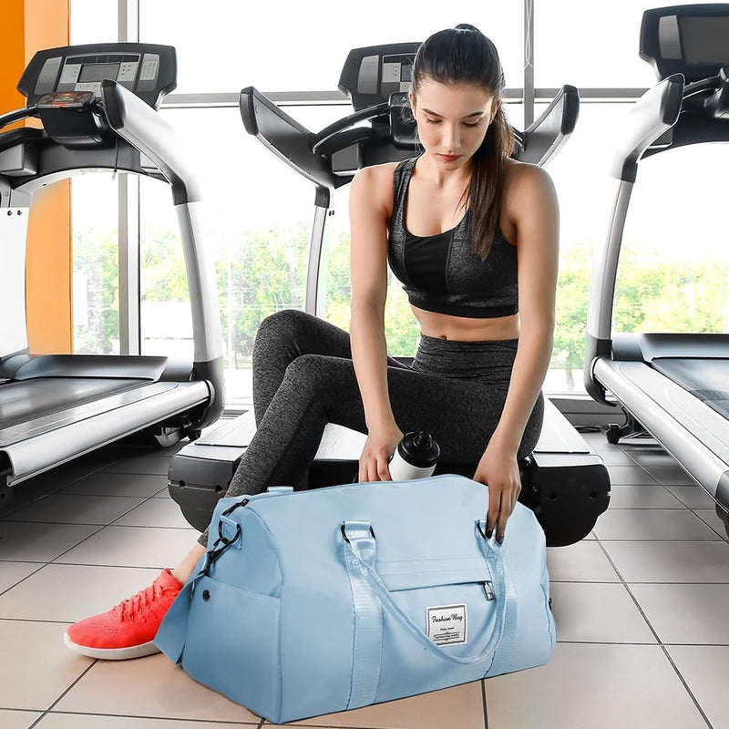 Sports Bag, Travel Duffel Bag, Sports Duffel Bag with Shoe Compartment & Wet Compartment, Waterproof Overnight Bag, Travel Bag, Luggage Bag for Sports & Travel for Men and Women, #2 Blue, 1