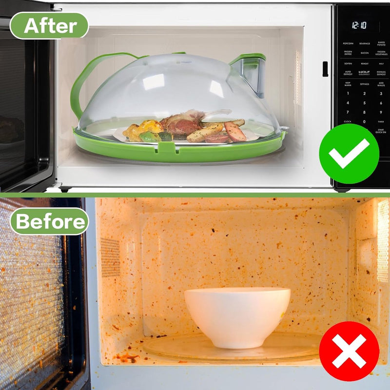 Magnetron Voedsel Bell Plaat Deksel Voorkom Spatten Helder met Ventilatie en Handgrepen Hittebestendige Deksels (Pack van 1)