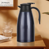 2L geïsoleerde koffiepot, voedselveilige 304 roestvrijstalen geïsoleerde kan, geïsoleerde vacuümkoffiepot met drukknopbovenkant, koffiekarafkan voor thee, warme en koude dranken (marineblauw)