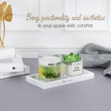 Wastafelorganizer, mini-dienblad voor de badkamer, rechthoekig, hars, plat, sieradenhouder voor textiel, kaarsen, zeep handdoeken, planten, Wit marmer, Mini