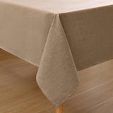 Tafelkleed in linnenlook, afwasbaar, lotuseffect, rechthoekig, 140 x 140 cm, tafelzeil, waterafstotend, tafellinnen, vlekbescherming, lichtbruin