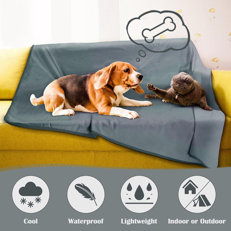 Waterdichte koeldeken voor honden, aan beide zijden bruikbare waterdichte bankovertrek, meubelbescherming, wasbaar, lekvrij, comfortabel, 75 x 50 cm, grijs