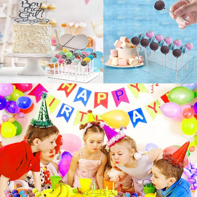 2 stuks cakepopstandaard, met 200 cakepopstels, cakepopstandaard, 20 gaten, lollipop standaard, voor bruiloft, verjaardag, dessert, tafel, feestdecoratie