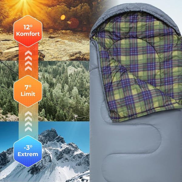 Slaapzak, dekenslaapzak, camping, outdoor, 3-4 seizoenen, voor volwassenen en kinderen, ultralicht, warm, wasbaar voor reizen en avonturen