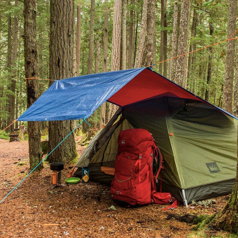 Dekzeil zeildoek waterdicht stoffen zeildoek met oogjes schema's houten dekzeil bouwzeil voor tuin hout tuinmeubelen kamperen (blauw 50 g/m2, 3 m x 4 m)