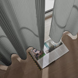 Gordijnen, gestreepte gordijnen met ogen, grijs, 140 x 160 cm, half-transparant, set van 2 gordijnen met ogen, met strepen, decoratie, voor kinderkamer, woonkamer, slaapkamer