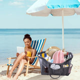 Strandtas XXL familie grote badtas strandtas met ritssluiting strandtas opvouwbare schoudertas badtas familie shopper handtas voor strand vakantie reizen grijs