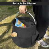 Organizer voor schoonmaakartikelen, draagbare opbergmand, opvouwbare organizer voor schoonmaakartikelen met handvat en 6 vakken voor opslag thuis, winkelen, picknicken en tuin (zwart)