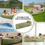 Opblaasbare ligstoel, waterdichte opblaasbare bank met draagbare rugzak, opblaasbaar bed voor reizen, camping, zwembad (groen)
