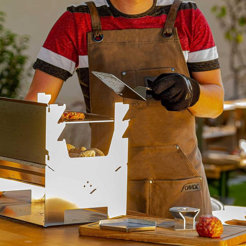 Grillschort | hoogwaardig verwerkt | met impregnering door waslaag, grijs, One-size