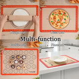 Bakmat siliconen met meting, 3-delige set, anti-aanbaklaag, siliconenmat bakken voor macaron, cake, brood, pizzamat, deegmat, uitrolmat (rood)