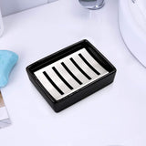 Keramische zeepbakje SUS304 badkamer dubbellaags zeepbakje zelflozende zeepbakje zeg nee tegen pluizige zeep eenvoudige reiniging (zwart)