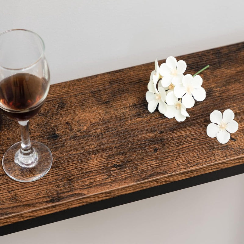 Consoletafel, kleine tentoonstellingstafel, ingangstafel, bijzettafel, sofatafel voor kleine ruimte, hal, woonkamer, slaapkamer, rustiek bruin