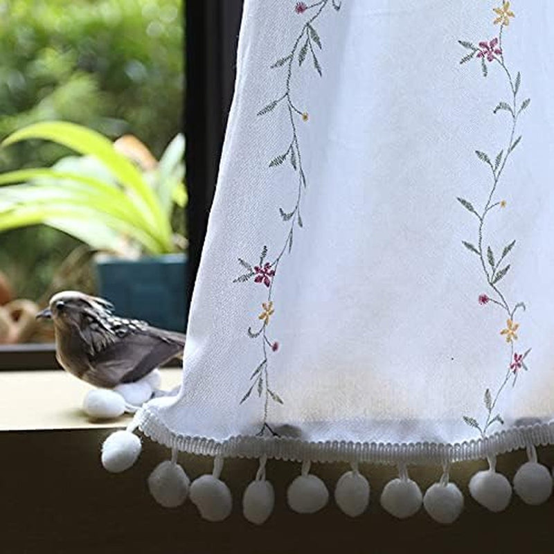 Vitrage Voile bistrogordijn landhuis keuken transparant kort modern korte gordijnen kort gordijn keukengordijn (140 x 80 cm)