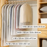 12 stuks kledingtassen, 60 x 80/100/120/140 cm, witte rand, doorschijnende kostuumtas, kledinghoes, kostuumtas, avondjurk, trouwjurk, jassen, overhemden, stof- en waterdicht