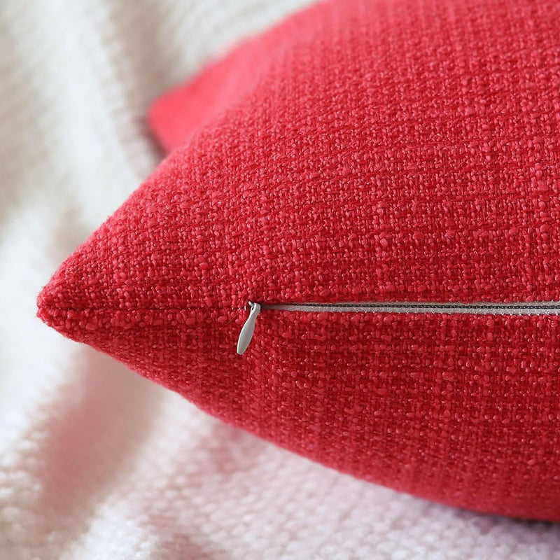 Set van 2 kussenslopen, effen, linnenlook, kussenslopen, moderne sierkussens, voor bank, slaapkamer, thuis, decoratie, 40 x 40 cm, rood