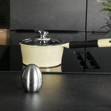 Eierwekker in zilver, roestvrij staal, keukentimer in elegant eiervormig design, korte wekker voor de keuken tot 55 minuten